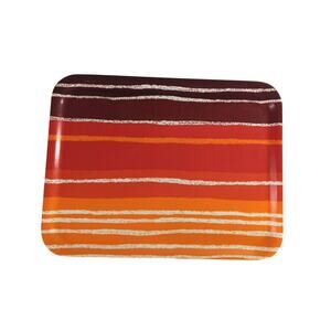Vintage Melamine Cafeteria Tray Serving Red Orange Brown Stripes 17" x 13"